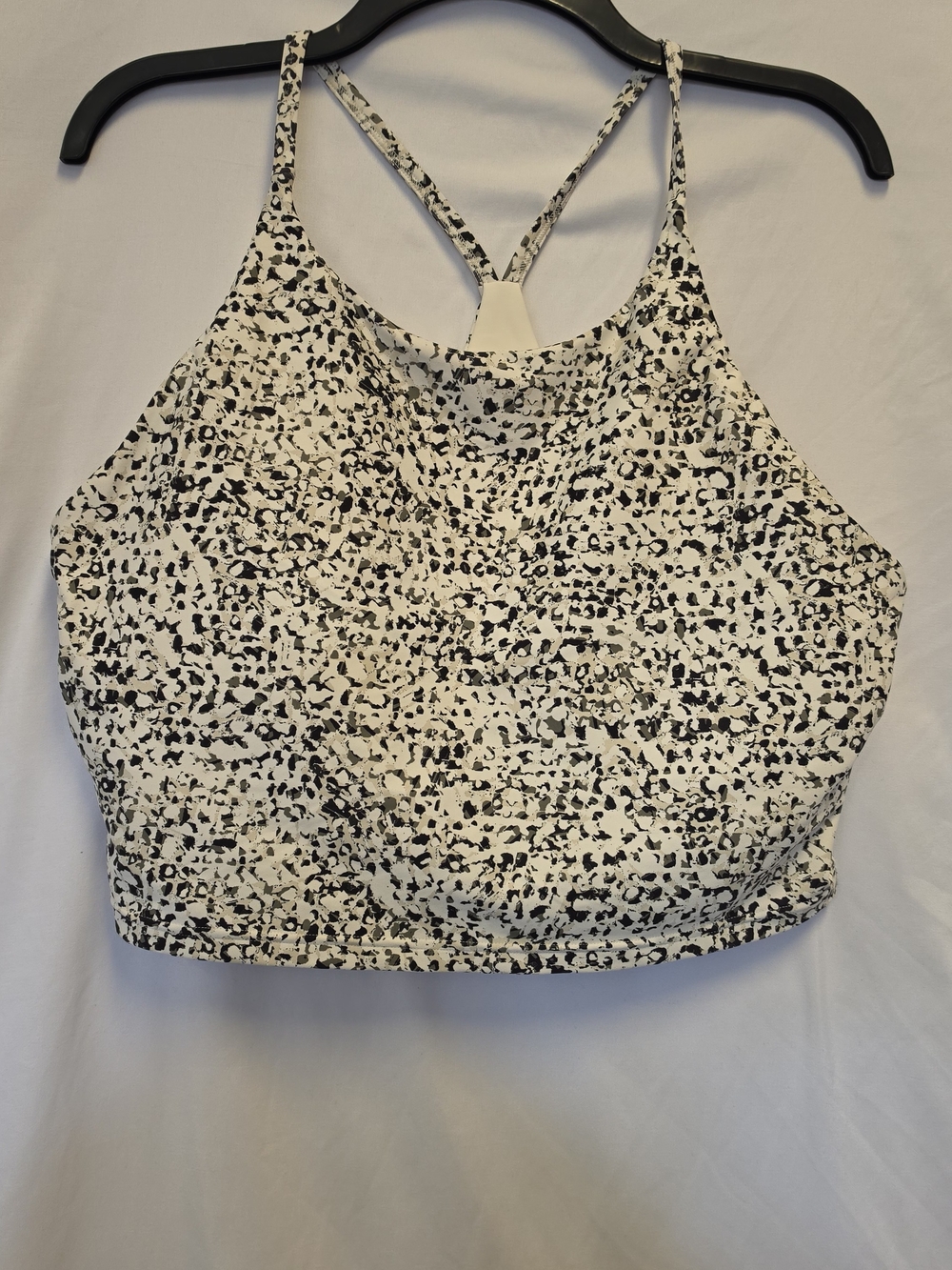 Old Navy Black & White Speckle High-Neck Crop Tank